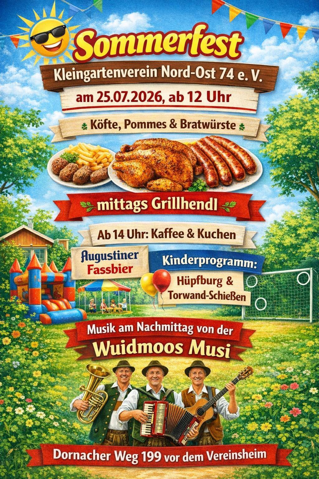 Plakat zum Sommerfest des Kleingartenvereins Nord-Ost 74